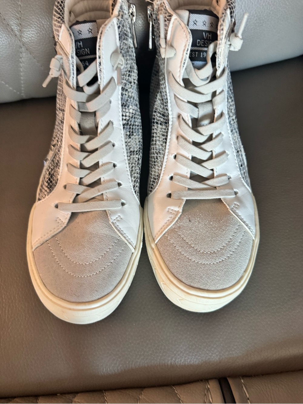 Vintage Havana 'Dayna' high top sneakers in a snake white 8.5
